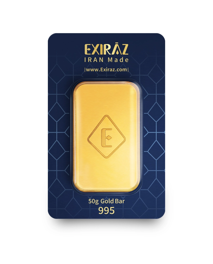 شمش طلای ۵۰ گرمی اکسیراز ۲۴ عیار